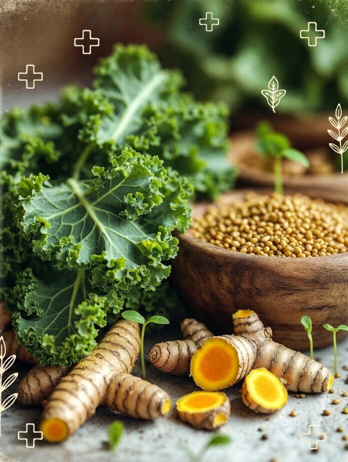 green kale leaves still attached to thick stems green kale leaves still attached to thick stems