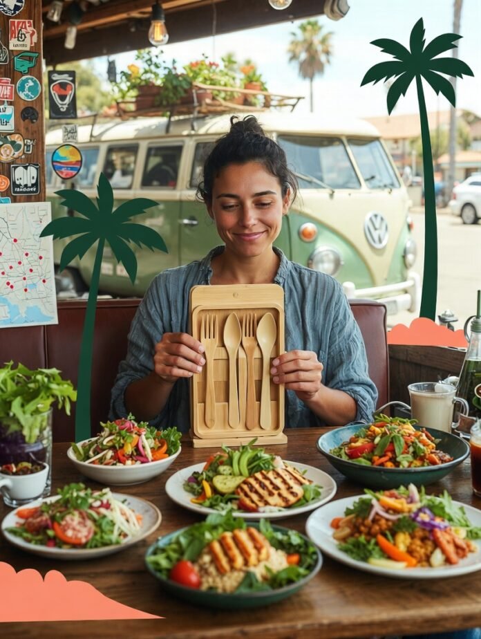 slightly frazzled vegan traveler frantically scanning slightly frazzled vegan traveler frantically scanning