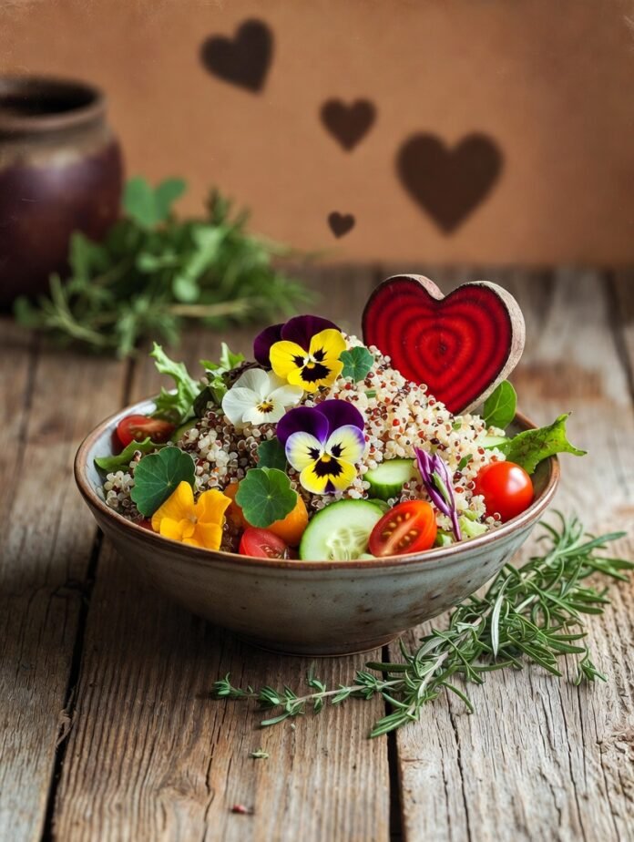 slightly messy half-eaten bowl of rainbow quinoa salad slightly messy half-eaten bowl of rainbow quinoa salad